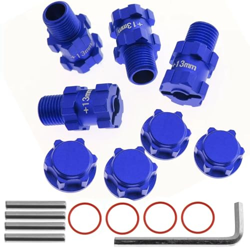 Pezzi Ricambio Per Arrma Per Vorteks Per Senton Big Per Rock 1/10 Metal Rc Car Estensione Mozzo Esagonale Da 14 Mm A 17 Mm Adattatore Distanziale Ruota Allargatore Da 13 Mm(Blue)