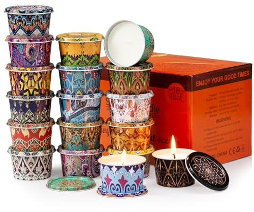 Scented Candles Set, 18 Pack(40oz) Travel Soy Wax Candles Bulk, Long Lasting Aromatherapy Candle Gift Set for Women, Home Fragrance, Valentine's Day,Relaxation & Stress Relief