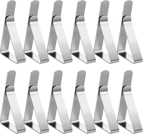 Lot de 12 pinces à nappe triangulaires coupe-vent en acier inoxydable pour la maison et l'extérieur, gadgets de cuisine