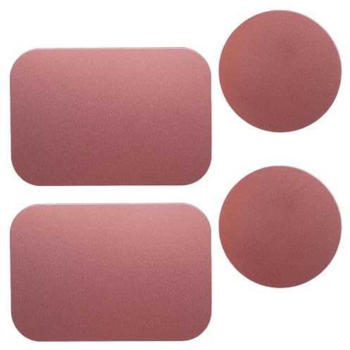 VALICLUD Lot de 4 Plaques Métalliques Autocollantes Aimantées pour Support de Téléphone de Voiture, Rondes 40 Mm et Rectangulaires 45x65 Mm, Finition Mate Rose Fuchsia, Compatibles