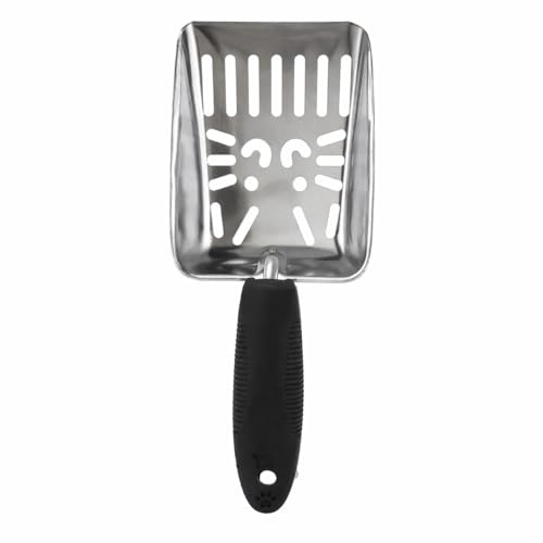 SenPet Katzenstreu Schaufel Metall, Edelstahl Katzenklo Schaufel mit Kotbeutel & Spielball, Stabiler Katzenstreu Scoop, Litter Scoop für Katzenklo Reinigung, Katzen Zubehör Set