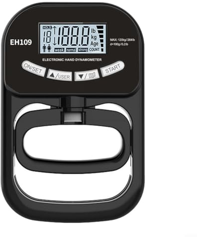 Helilyco Dinamometro elettronico per rafforzare la presa della mano, ricaricabile, con display LCD ad alta precisione, risoluzione 120 kg, per carico massimo sportivo, allenamento, palestra, uso