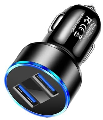 billaddare, Dubbel USB 12,5V spänningsdisplay for 1 tändare, smartphone-adapter, mobilladdningständare