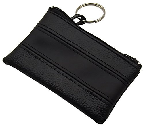 myledershop Praktische Schlüsseltasche/Schlüsseletui/Schlüsselmäppchen mit 1 Reißverschlussfach in verschiedenen Farben (Schwarz/Schwarz)
