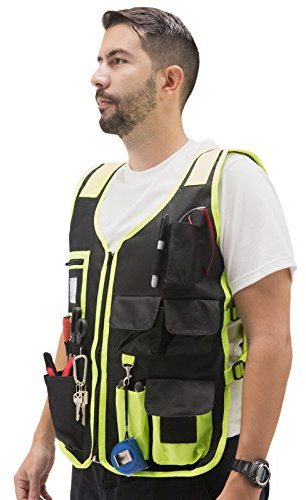 JORESTECH High Visibility Tool Vest with reflective strips (Green)