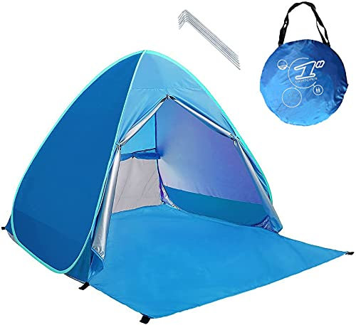 Portable mit Reißverschluss Tür Pop Up Beach Zelt Outdoor Anti UV-Strand Zelt Sonne Shelter, automatische Instant Familie Cabana für Camping Strand Angeln Garten