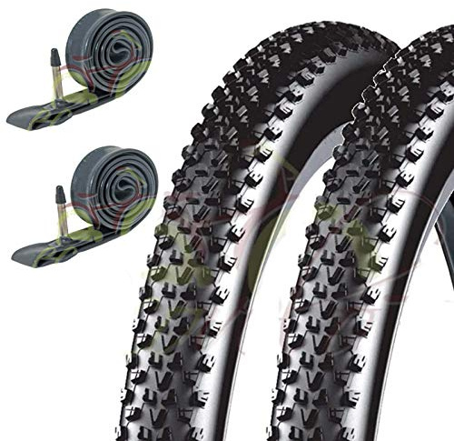 2 Neumáticos + 2 Cámaras de aire para MTB Bici Bicicleta Negro 27.5 x 2.10 (52 – 584)