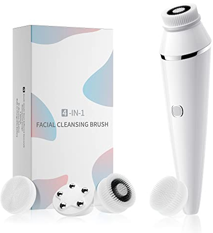 Cepillo Limpieza Facial, CHICLEW Cepillo de Limpiador Facial Electrico con 3 Velocidades, Cepillo Exfoliante Facial con 4 Cabezales para Limpieza Profunda, Eliminación de Espinillas y Masaje Facial