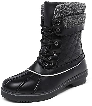 DREAM PAIRS Bottes Neige Femme Hiver Mi-Mollet Imperméables Chaudes Antidérapantes Extérieur,Size 38,Noir,Monte_01