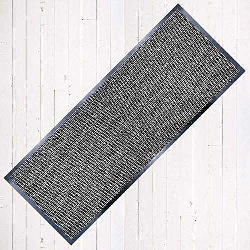 TrendMakers Door Mat Carpet Runner 90cm x 150cm Grey/Black Heavy Duty Dirt Stopper Anti Slip Rubber Welcome Hallway Low Profile Floor Mat Front Doormat Indoor Outdoor Rugs