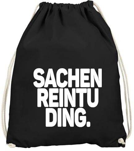 MoonWorks® Turnbeutel Spruch lustig Sachenreintuding Baumwolle Gymbag Schwarz unisize