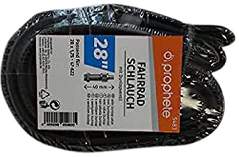 Prophete Fahrradschlauch, Schlauch für 28 Räder, 28 x 1,75 x 2 (47-622), Dunlopventil, 2 Stück in PE-Verpackung, Farbe schwarz