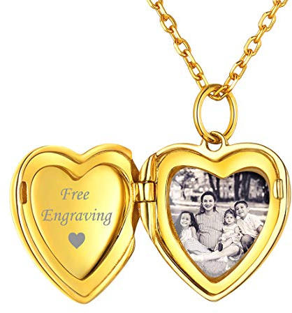 ChicSilver Personalisierter Foto Anhänger 925 Silber/Gold/Rosegold Herz Medaillon für Damen Herren, Personalisierter Amulett mit Flügel/Sonnenblume zum öffnen für Geliebte Liebeskind