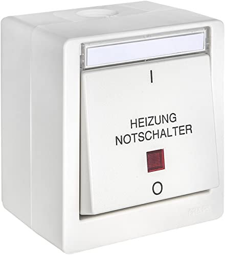 OPUS® RESIST Kontrollschalter Ausführung Heizung Notschalter, 2-polig, rote Linse, Farbe reinweiß
