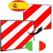 VINGO Premium Warntafel, 2in1 50x50cm Aluminium Warntafel für Italien und Spanien, Reflektierend rot-weiß Warnschild für Heckanhänger, Wohnwagen, Anhänger, Fahrradträger