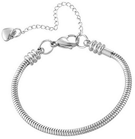 Chili Jewelry Women Moments Slider Snake Chain Love Memory Charms Bracelet for Mom Sister Stainless Steel Bracelet fit Charm Beads, 7 Inch