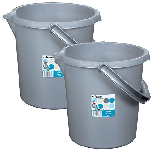 2X Eimer 10L mit Henkel Grau Putzeimer Abfalleimer Mülltonne 10l Kunststoff
