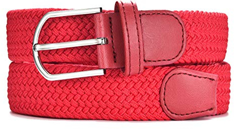 MASADA Stoffgürtel - Dehnbarer Stretch-Gürtel für Damen und Herren 3,2 cm breit elastisch 100-110 cm lang - Rot