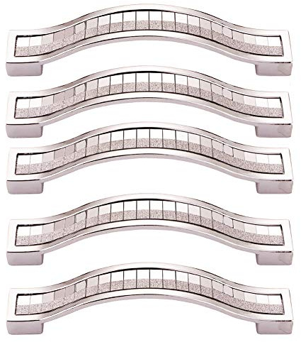 BOZONLI 5 Pack Strass Kristall Schrank Griffe Möbelgriffe Schrankgriffe (160mm, Silber)
