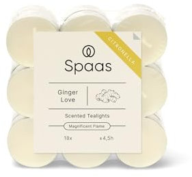 Spaas 10 velas de té de citronela de 18 unidades, alrededor de 4,5 horas, blanco sucio, Ginger Love