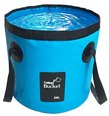 MMSGA Seau Pliable 12L et 20L - Portable Multifonctionnel Pour Pêche, Camping, Jardinage - Bassin de Lavage Pliant - Conteneur d'Eau (Bleu, 20L)
