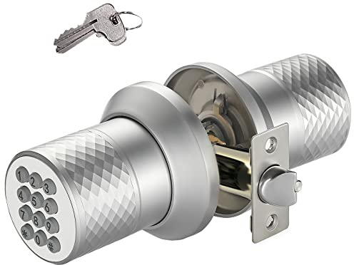 Buoan Pomo de puerta con teclado electrónico, perillas inteligentes sin llave, código, mango antideslizante, bloqueo automático de 2.5 segundos, cerradura de puerta impermeable, fácil de instalar para