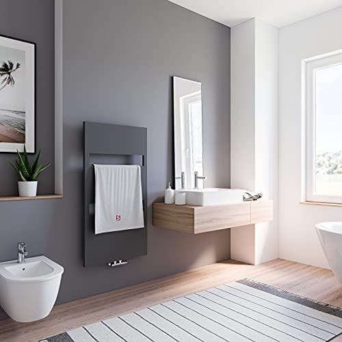Schulte Bad-Heizkörper Turin, 114 x 50 cm, 391 Watt Leistung, Mittelanschluss und beidseitig von unten, Anthrazit, Handtuchhalter-Funktion, H113550-57