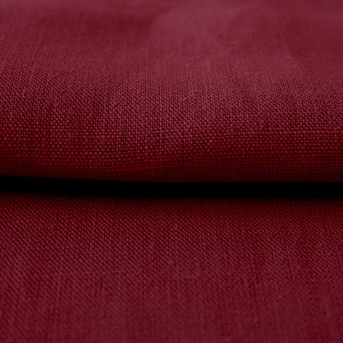 Hans-Textil-Shop Stoff Meterware Uni Dunkelrot 100% Leinen - 1 Meter, Leinenstoff, Kleider, Hose, Rock, Bluse, Hemd, Vorhänge, Kissen, Tischdecken