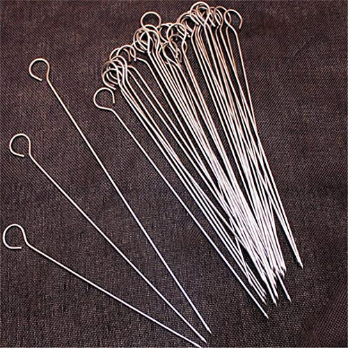 HMTE 10 Stück Fleischgans Runde Bratenspieße Edelstahl BBQ Nadel Grillspieße Küchenutensilien Outdoor Camping Picknick (25mm 30cm)