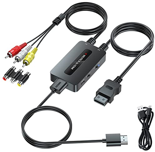 Kirolle 2 en 1 Convertidor RCA/Wii a HDMI Doble Modo, Soporta Relación de Aspecto 4:3/16:9 HDMI, Convertidor AV Compuesto RCA a HDMI, Cable HDMI para Wii