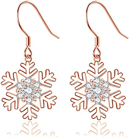 Josfeva Silber Weihnachten Schmuck Set Damen, 925 Silber Ohrringe Set | 45cm Silberkette mit Schneeflocke Anhänger & Schneeflocke Ohrhänger Schmuckset zum Winter, Kommt in Schmuck Geschenk Box