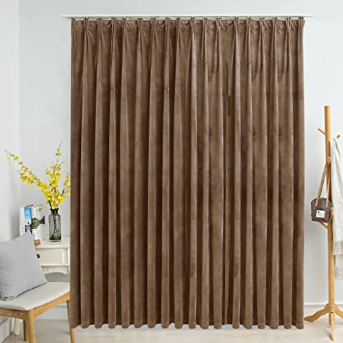 WIFESE Verdunkelungsvorhang 290x245 cm mit Haken Gardinen Vorhänge Blickdicht Thermovorhang Kälteschutz Vorhang Wärmeisolierend Curtains Türvorhang Thermo Kälteschutz Samt Braun Polyester