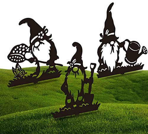 MODGAL Nain Jardin - Silhouette Jardin Nain en métal Vintage - Belle évider Jardin Cour Décoration Artisanat Fer GNOME Sculpture Décoration Extérieure Art Patio Décor
