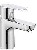 Roca Victoria Plus Grifería para lavabo con tecnología ColdStart, grifo monomando de repisa con enlaces de alimentación flexibles, mezclador de cuarto de baño de fácil instalación, cromado, A5A324FC00