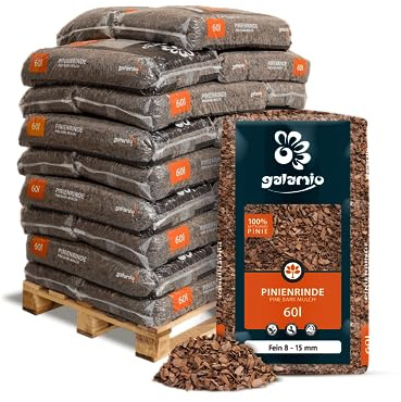 GALAMIO Pinienrinde Fein 8-15mm 60l x 26 Sack 1.560l 1 Palette Pinienmulch Pinienerde Rindenmulch Pinienborke Pinie Mulch Bark Rinde Für Pflanzen Garten Terrarium Dekorativer Bodenbelag
