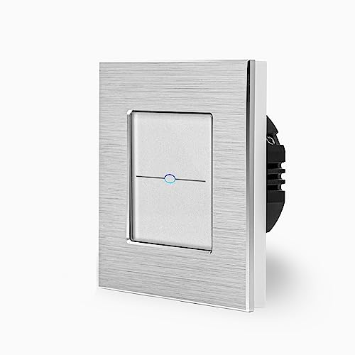 LUX einfacher Touch Taster Lichtschalter Ein/Aus 1-Fach im Aluminiumrahmen in weiß 1-Weg Glas Berührungs Treppenhaus Impuls Wandschalter Relais notwändig Luxus-Time
