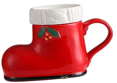 BESTonZON Rote Weihnachts-tasse in Stiefelform Keramik Wasserbecher Mit Festlichem Design Niedlicher Kaffeebecher Für Büro Zuhause Und Geschenk Vielseitiger Trinkbecher Für Kaffee Tee Und Sa