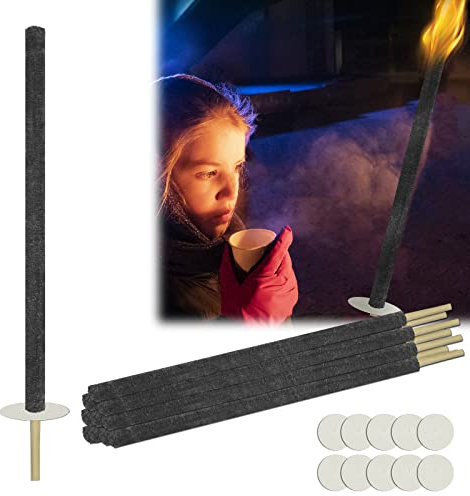 ACXIN 40 torce di cera, tempo di combustione, 100 minuti, con manico extra lungo, torcia da fuoco, da giardino, per escursioni notturne