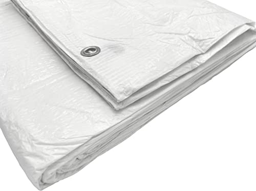 SKIR'CO Telone bianco 4x8 m, impermeabile, 55 g/m2, con occhielli, telo protettivo per auto, telone multiuso