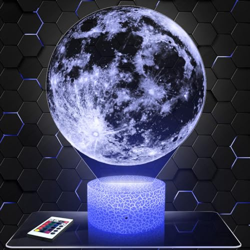 Lampephoto.fr - Lampe Vollmond 3D Nachtlicht Satellit | Made in France, Sockel & Größe wählbar, dimmbar, Batterie-/USB-Betrieb, HD-Lasergravur, Geschenk für Sie & Ihn
