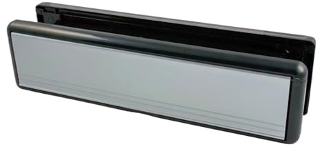 10 UPVC Sleeved Door Letter Box Plate - Silver Flap with Black Surround (20-40mm)