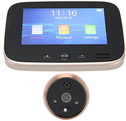 Leapiture Detector De Puerta Digital De 4,3 Pulgadas, Grabadora Visible Nocturna, Cámara Con Orificio Para Timbre, Cámara De Seguridad Para El Hogar HD De 1080p