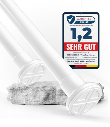 MEISENBERG Asta Tenda a Pressione 90-160, Bianco, Ø 25 mm, Bastoni per Tende a Vetro per Finestre, Divisori per Ambienti e Cucina