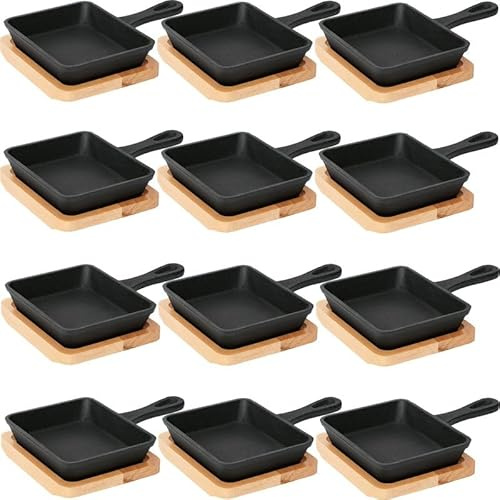 Playflip Mini poêle de service en fonte 12,5 x 10,5 x 2,5 cm - Ne passe pas au lave-vaisselle - Compatible avec les cuisinières à gaz, à induction et électriques