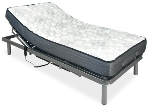 amuéblate Online - Pack Cama Eléctrica Articulada Reforzada Ergotop de 5 Planos con Colchón Viscoelástico Dorsaltec, 90 x 190 cm