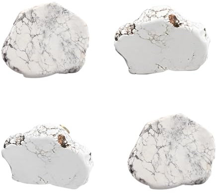 TentHome 4 Stück Knöpfe natürliche Türkis Stein Möbelknöpfe Kürbisgriffe Kommodenknöpfe Schubladenknöpfe Set Moebelknauf Messing knäufe für Kommode Garderobe Schränke Schubladen Griffe Oval Weiß