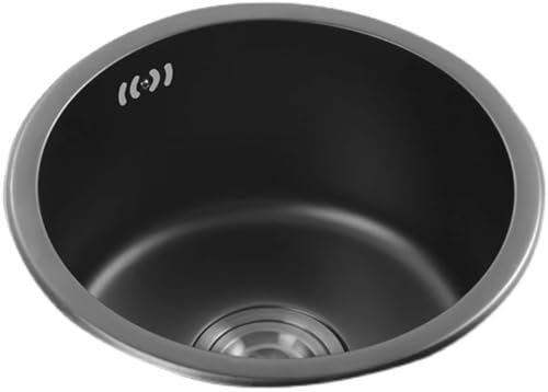 Lavello da cucina rotondo in acciaio inox mini lavello da bar di piccole dimensioni da cucina, lavabo da incasso per piatti, balcone, piscina d'acqua, lavandino del bagno, lavelli (colore: acciaio ne