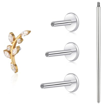 limerencia 18G Piercing al Corpo in Titanio,Piercing Labret per Donna Uomo,Helix Piercing con 6mm,8mm,10mm,per Trago, Elice, Naso,Cartilagine e Labbro