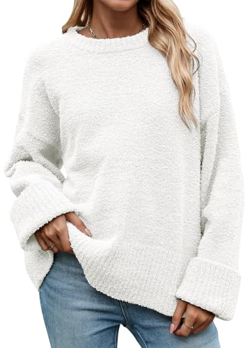 heekpek Maglione Donna Invernale Girocollo Caldo Maglia Donna Manica Lunga Morbido Casual Sciolto Maglione a Maglia Oversize Tops Autunno