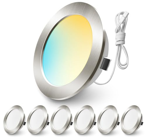 ALUSSO LIGHTING LED Einbaustrahler 12V, 3000K 4000K 6000K LED Spot 12V-24V, 4W 300LM Einbauspots 55-58mm für Wohnmobil Spiegelschrank Wohnwagen Van,Nickel,6er Set